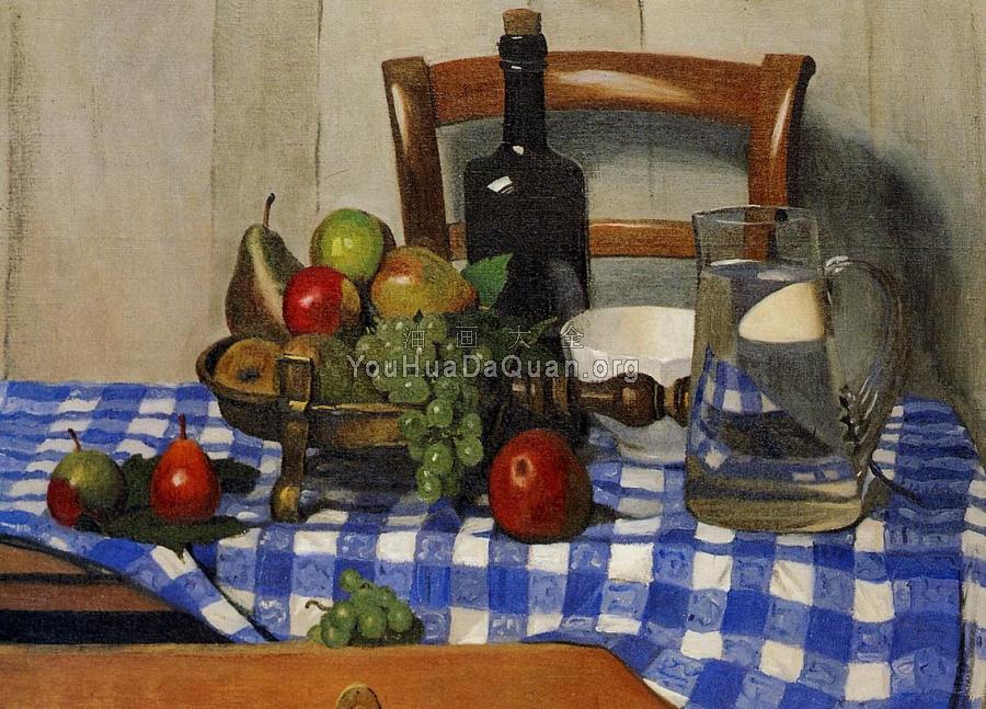 Still Life with Blue Checkered Tablecloth - 菲利克斯·瓦洛东